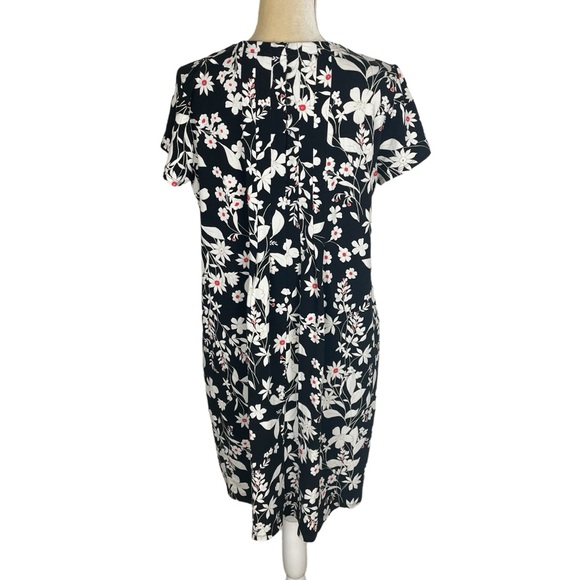 J Jill Wearever Collection Floral Shift Dress‎ Black White Short Sleeve Size M - Picture 7 of 14